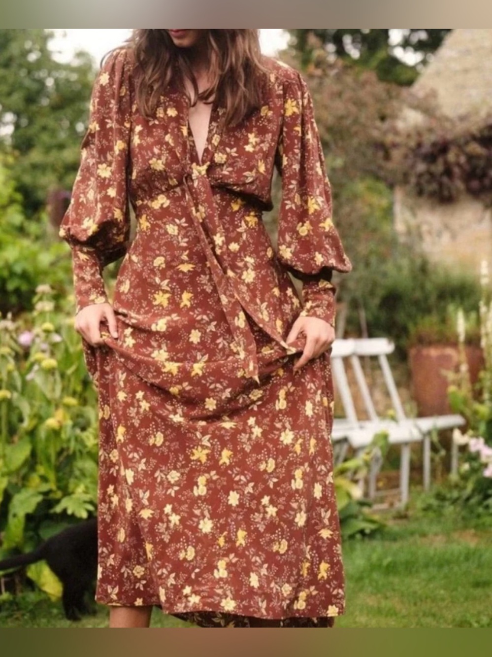 ALTERED NWOT Doen Blossom Dress in Cherrywood Winding Vine Floral Sz M